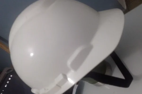 Capacete branco. Homem postou a imagem após ser atacado por gavião em Santos - Metrópoles
