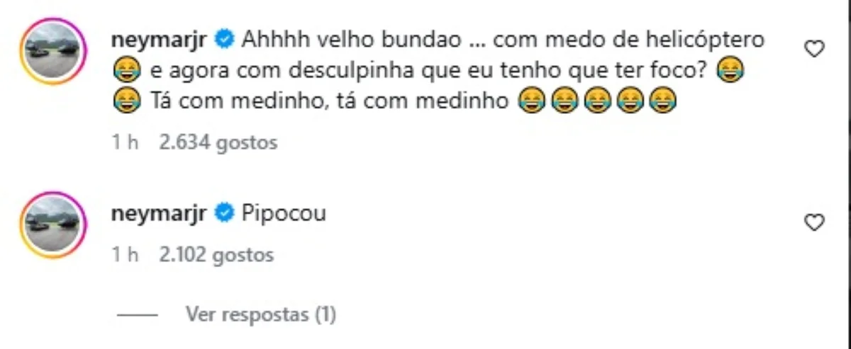 Neymar rebateu Fábio Sormani após pedir adiamento de X1. Neymar rebateu Fábio Sormani após pedir adiamento de X1.