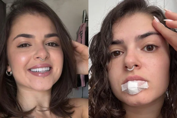 montagem colorida com fotos da miss bumbum de piercing