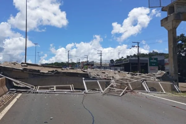 Passarela desmorona em rodovia