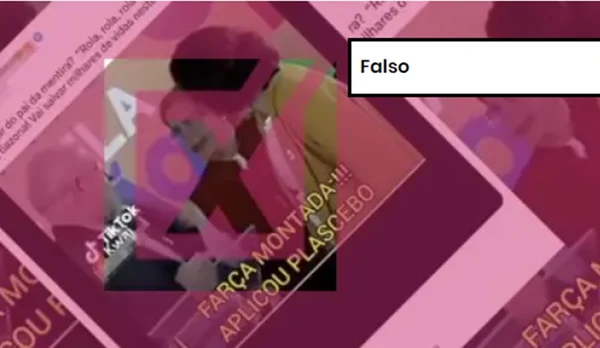 Montagem colorida com imagens de conteúdo falso sobre vacinação de Lula contra Covid