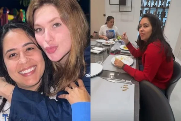 Virginia posa com irmã de Zé Felipe na mansão de Vini Jr. e web reage