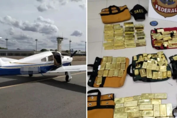 Aeronave e ouro apreendidos durante operação da PF em 2019