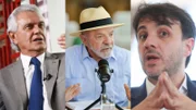 Candidatos à Presidência Ronaldo Caiado, Lula e Renan Santos