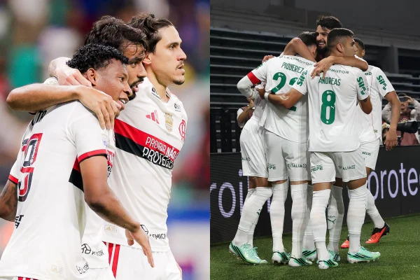 Foto colorida de Flamengo e Palmeiras - Metrópoles