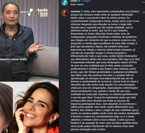 Wanessa Camargo admite ter alimentado rivalidade com Sandy: “Não nego isso” - destaque galeria Wanessa Camargo admite ter alimentado rivalidade com Sandy: “Não nego isso” - destaque galeria