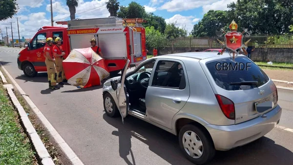 Imagem colorida de ocorrência de atropelamento em Ceilândia