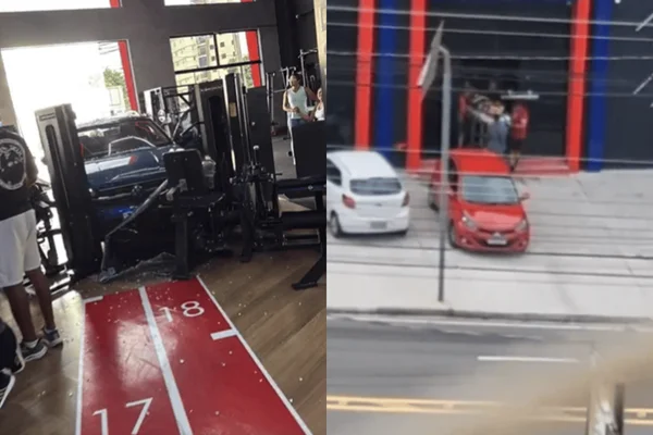 Colagem colorida de carro que invadiu academia e atropelou aluna - Metrópoles