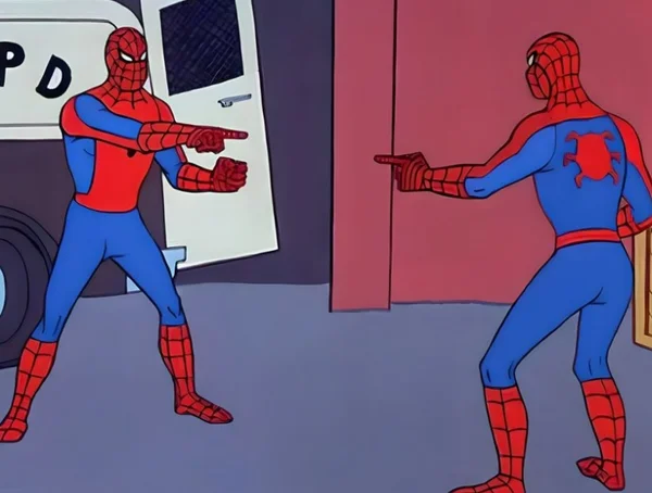 Imagem colorida de meme do Homem-Aranha