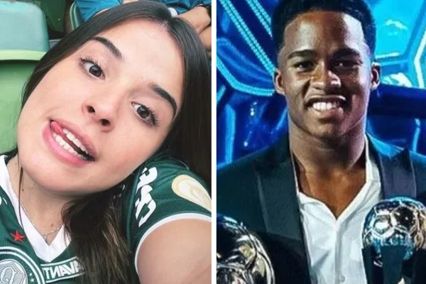 Montagem feita a partir de fotos das redes sociais de Endrick e Lara Hernandes - Metrópoles