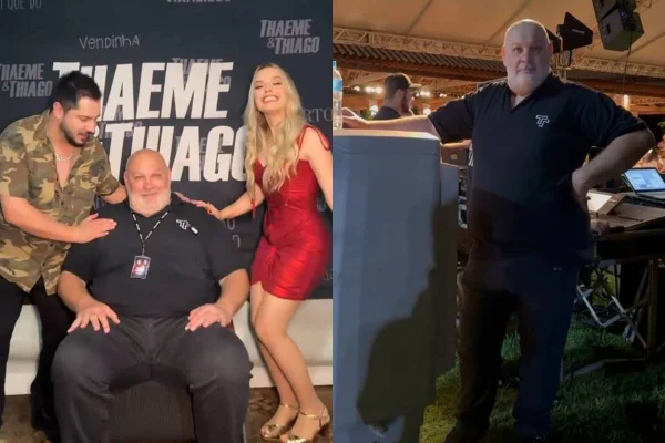 foto colorida de thaeme e thiago com homem gordo mais velho - metrópoles