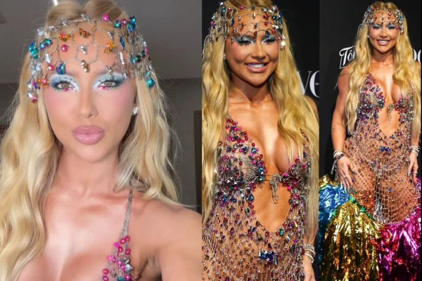 Montagem colorida de Virginia ainda mais loira