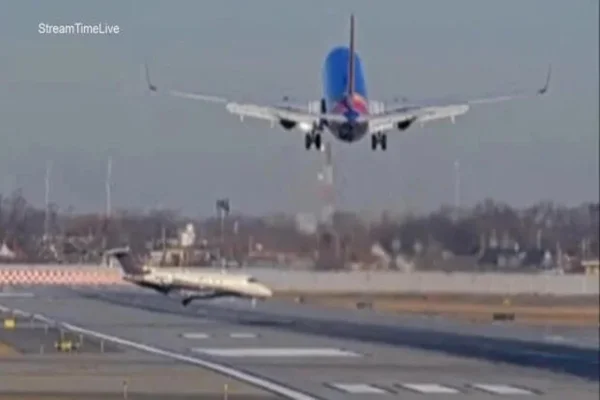 Imagem colorida de aviões quase batendo nos EUA - Metrópoles