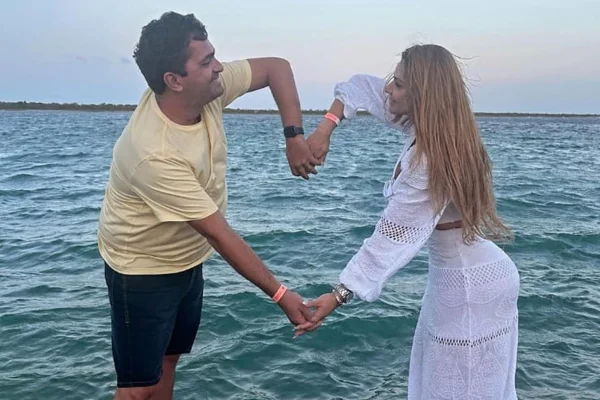 Júnior Lourenço e a esposa, Carolina Trovão