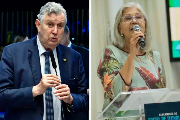 Montagem com fotos do senador Luiz Carlos Heinze e de Cida Villas Bôas