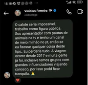 Vini Biólogo é acusado de calote em pacotes de viagem para a Amazônia - imagem 4