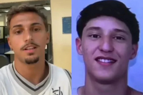 Imagem colorida,João Gabriel Bertho, de 21 anos, está sendo confundido com acusado estupro (à direita)- Metrópoles