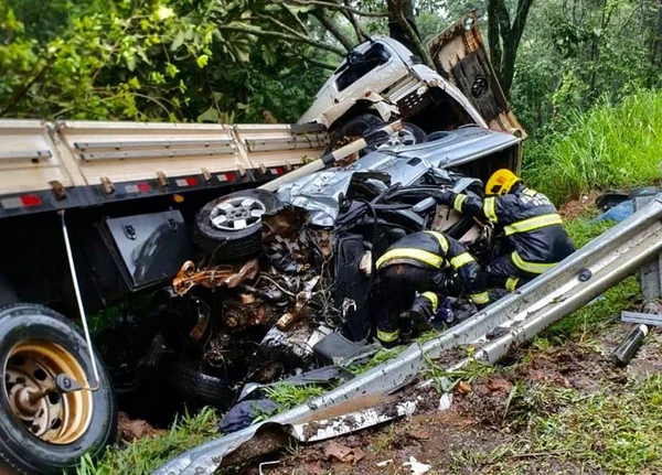 BR-040: acidente entre caminhonete e caminhão deixa dois mortos