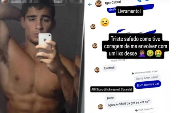 homem sem camisa e print de Instagram
