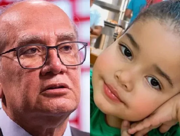 montagem com fotos coloridas de gilmar mensdes e menina heloisa - Metrópoles