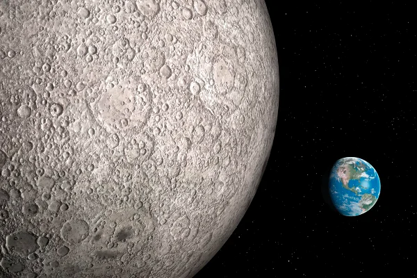 Ilustração que mostra a lua próxima da Terra - Metrópoles.