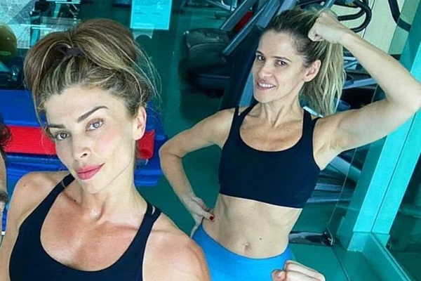 Grazi e Ingrid Guimarães pegam pesado na malhação antes da ceia