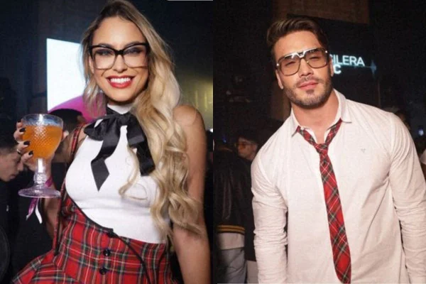 Sarah e Lucas tentam despistar e chegam separados a festa de Viih Tube