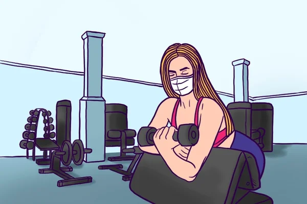 Ilustração de mulher em academia