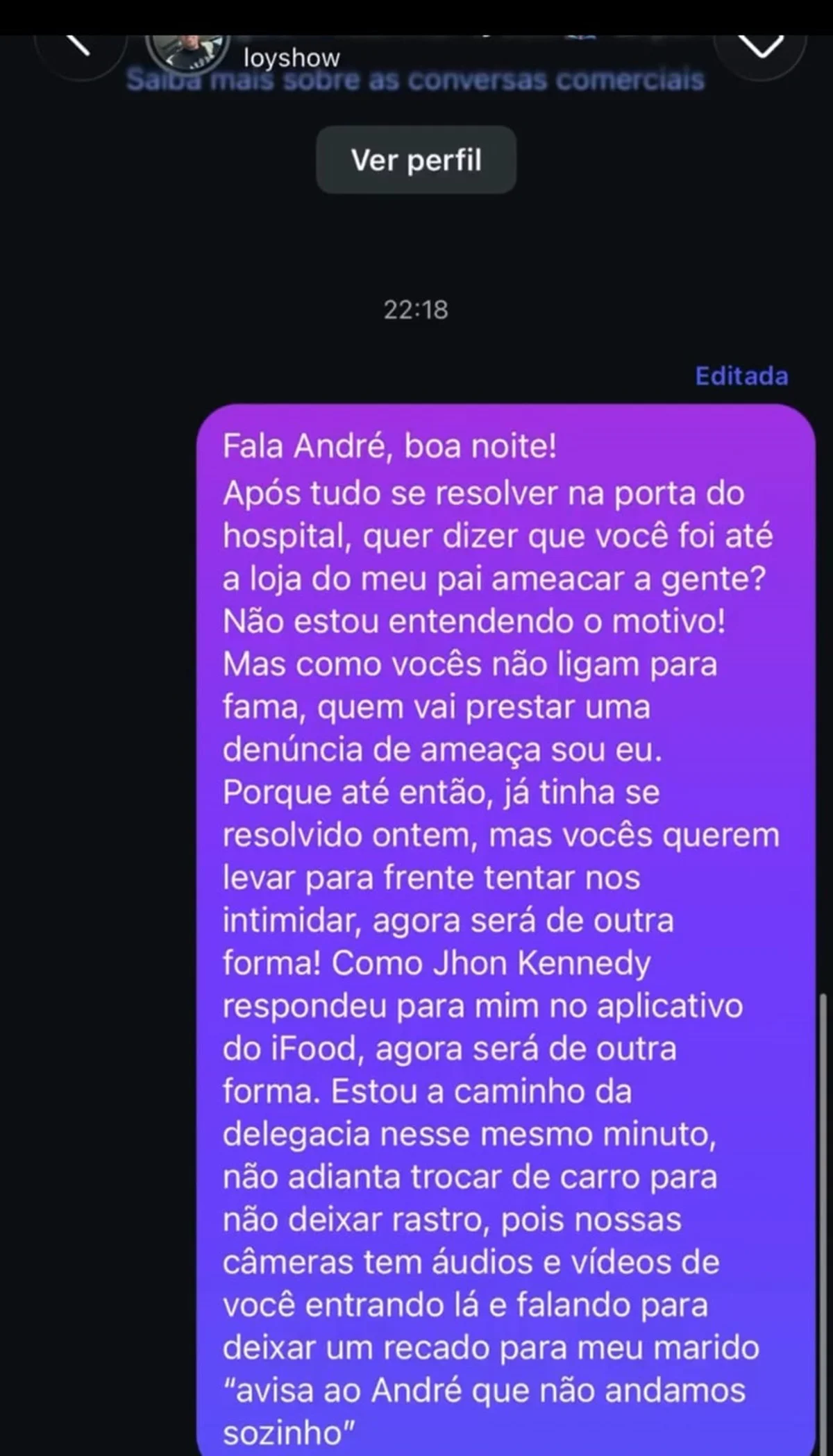 Entregadora afirmou que um amigo de John Kennedy, identificado como André, a ameaçou Entregadora afirmou que um amigo de John Kennedy, identificado como André, a ameaçou