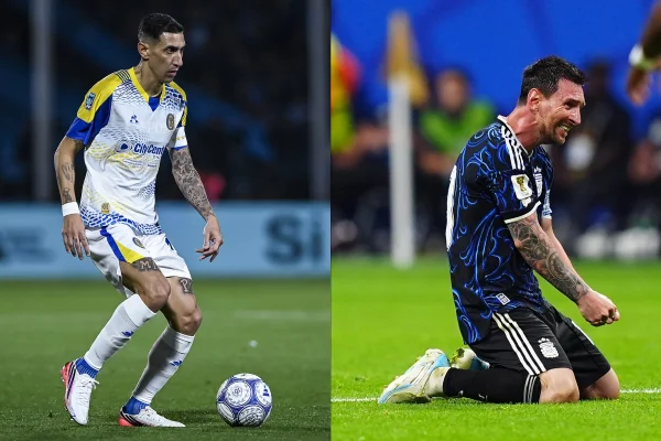 Foto colorida de Di Maria e Leo Messi - Metrópoles