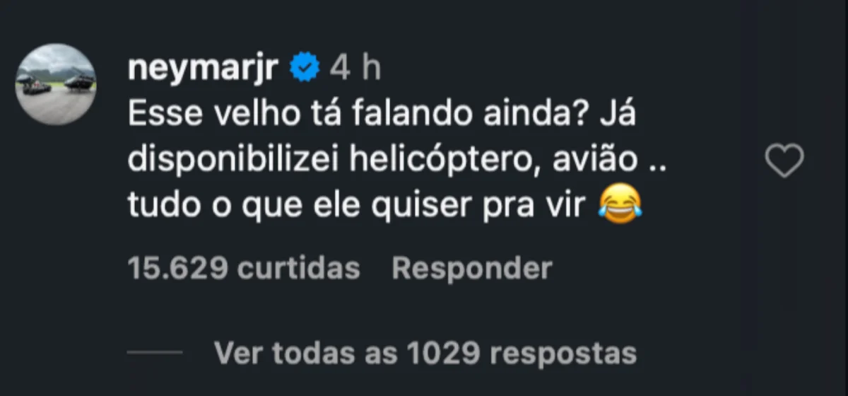 Neymar debocha de jornalista após desafio para x1: "Está falando ainda?" Neymar debocha de jornalista após desafio para x1: "Está falando ainda?"