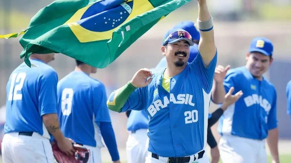 Imagem colorida da Seleção Brasileira de Beisebol no Pan-Americano de Santiago- Metrópoles