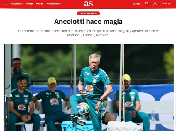 Jornal afirma que Brasil causa entusiasmo: “Ancelotti faz magia” - destaque galeria Jornal afirma que Brasil causa entusiasmo: “Ancelotti faz magia” - destaque galeria