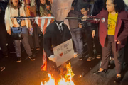 Boneco de Trump foi queimado na Paulista