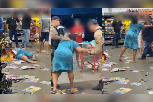 Mulher é presa após quebrar mercadorias em supermercado de Montes Claros
