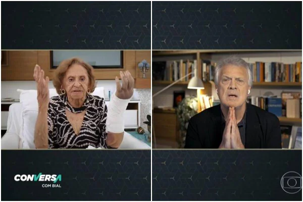 Laura Cardoso e Pedro Bial