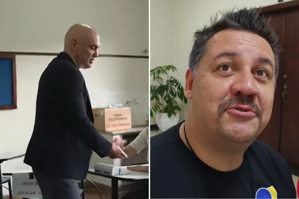 Imagem colorida mostra Alexandre de Moraes votando em São Paulo