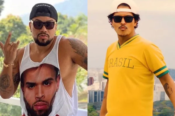 Naldo Benny e Bruno Mars em tela dividida - Metrópoles