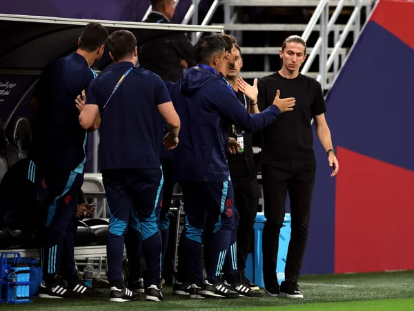 Filipe Luís e comissão técnica do Flamengo na Copa Intercontinental