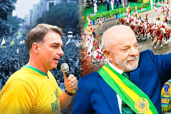 imagem coloria de flávio bolsonaro e lula nos atos do 7 de setembro