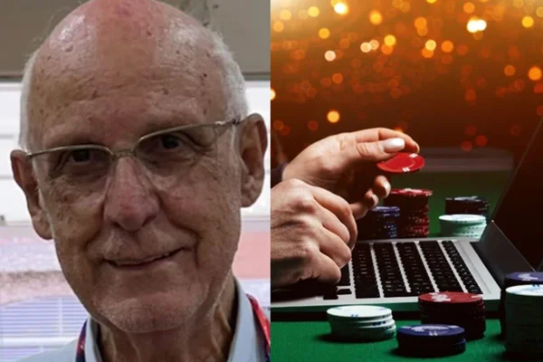 Foto dividida com rosto de padre Julio e outra com imagem de bet
