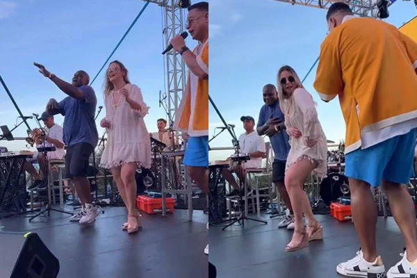 Carla Perez dançou com Jacaré em show de Xanddy