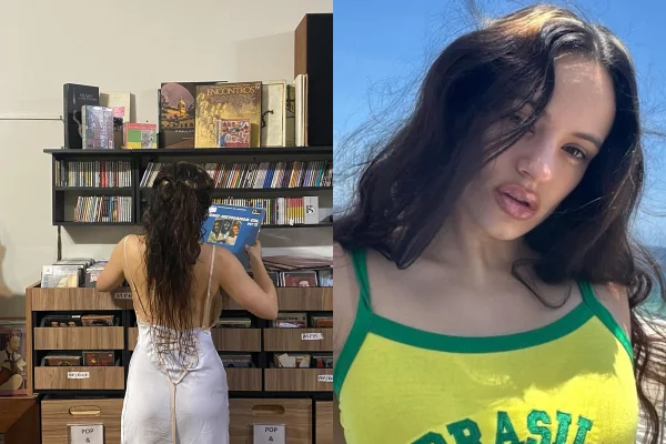 Montagem de imagens da cantora Rosalía durante a passagem dela pelo Brasil - Metrópoles