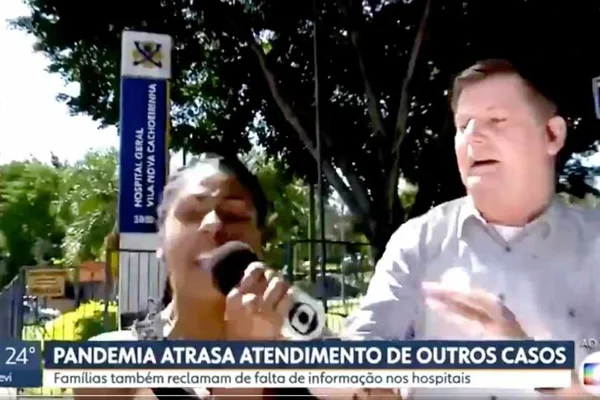 Mulher invade link do repórter Renato Peters, Globo