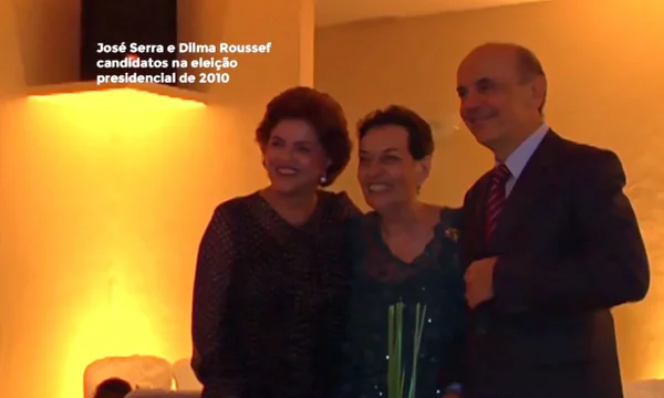 Fotografia colorida mostra Dilma Rousseff, Maria da Conceição Tavares e José Serra - Metrópoles