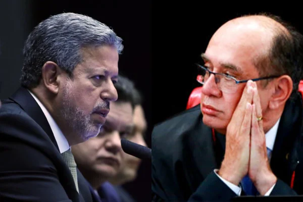 Imagem colorida de Arthur Lira (PP-AL), presidente da Câmara dos Deputados, e Gilmar Mendes, ministro do STF