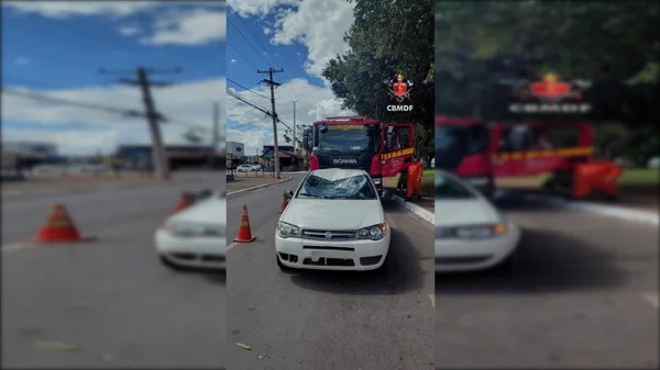 Carro amassado após acidente - Metrópoles