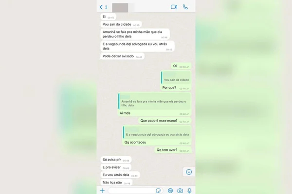 Frame de uma conversa no whatsapp -Metrópoles