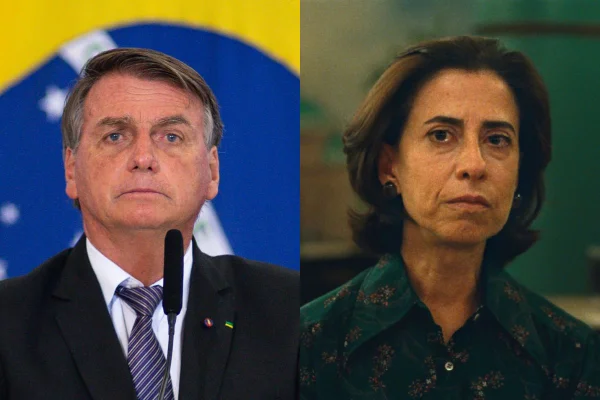 Montagem colorida de Bolsonaro e Fernanda Torres - Metrópoles