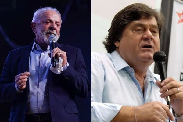 Imagem colorida mostra o presidente Lula e o ex-deputado do PT Paulo Frateschi, morto pelo filho. Metrópoles